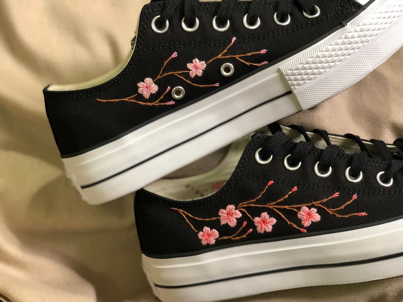 Cherry Blossom Branch Converse Embroidery