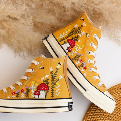 Custom Converse Chuck Taylor Mushrooms Embroidered Converse Shoes High Top