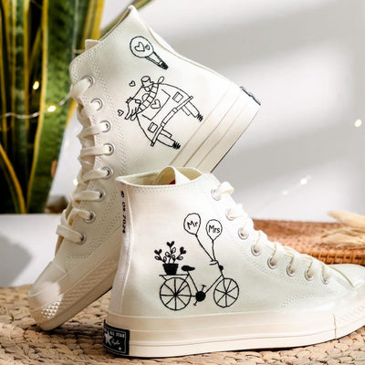 Mr Mrs Bicycle Converse Embroidery