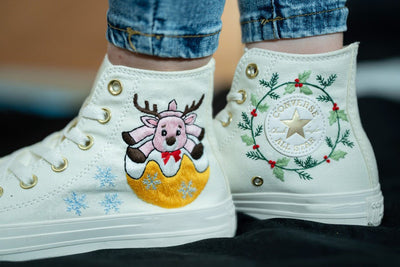 Reindeer Wreath Converse Embroidery