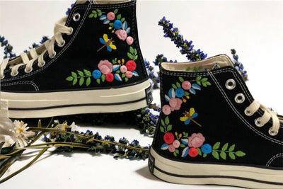 Dragonfly Floral Wreath Converse Embroidery