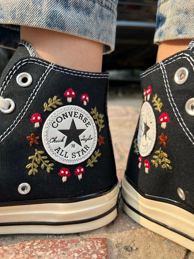 Red Daisy Converse Embroidery