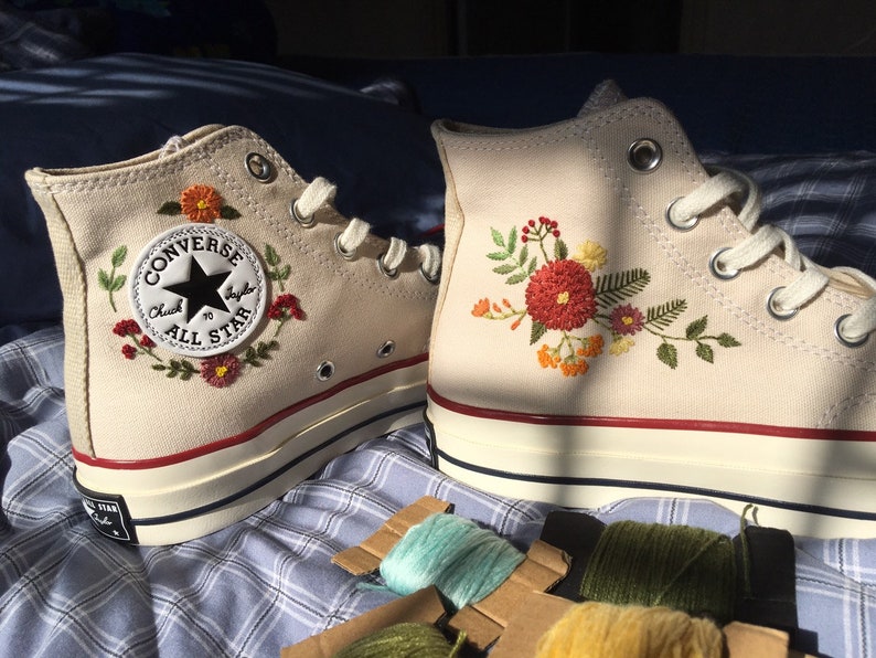 Autumn Flower Converse Embroidery