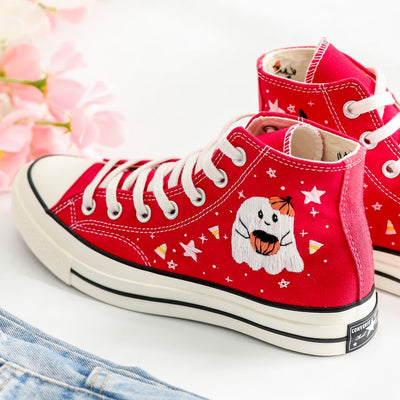 Ghost Embroidered Converse Shoes