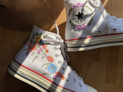 Pastel Wildflower Meadow Converse Embroidery