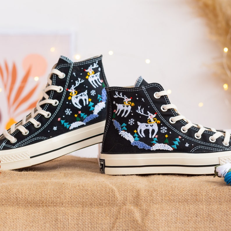 Christmas Reindeer Converse Embroidery