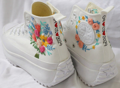Rose Sunflower Bouquet Converse Embroidery