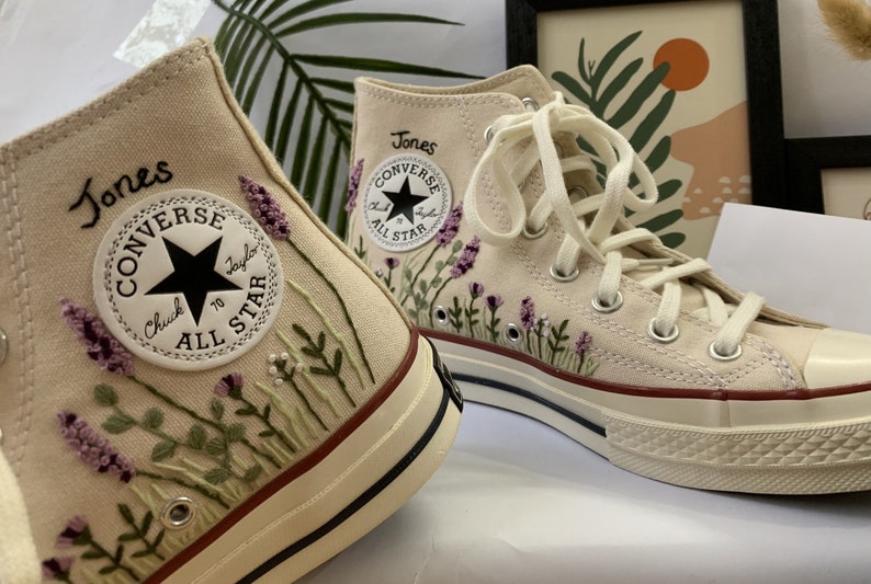 Lavender Field Converse Embroidery