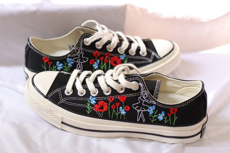 Poppy Ballet Converse Embroidery