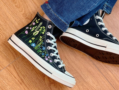Wild Grass and Flowers Converse Embroidery