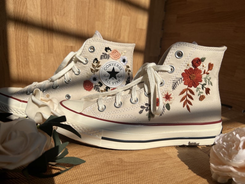 Autumn Wildflower Bouquet Converse Embroidery