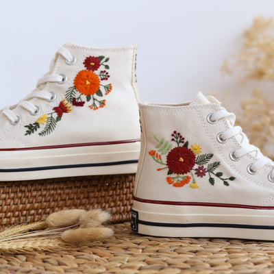 Autumn Chrysanthemum Bouquet Converse Embroidery