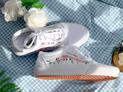 Embroidered Pastel Roses Vans