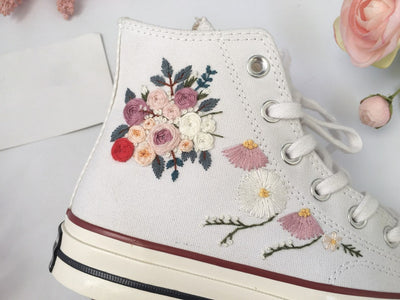 Cosmos Rose Wedding Converse Embroidery
