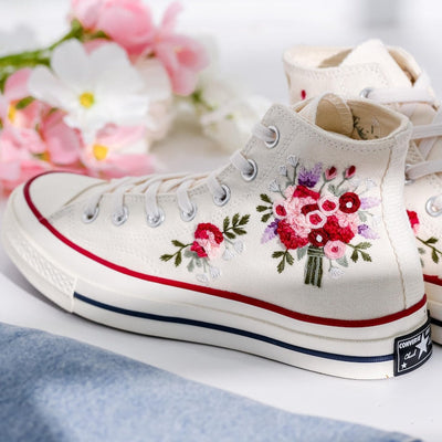 Beads Embroidered Converse Shoes