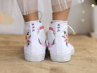 Pink Rose Bouquet Converse Embroidery