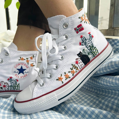 Cactus Cat Converse Embroidery