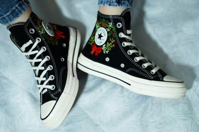 Christmas Wreath Candy Cane Converse Embroidery