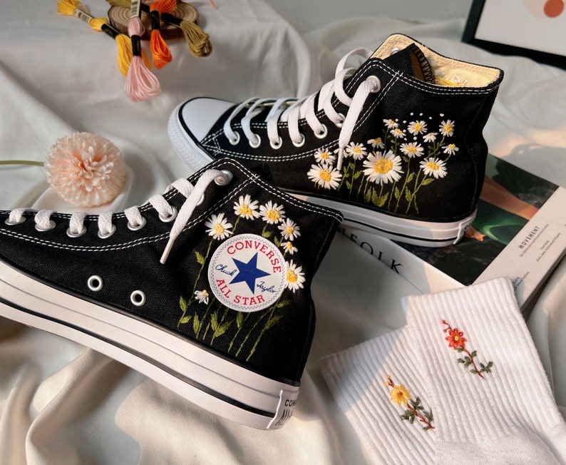Daisy Flower Converse Embroidery