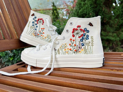 Butterflies and Wildflowers Converse Embroidery
