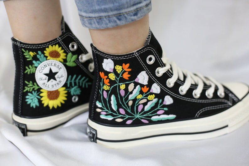 Sunflower Garden Converse Embroidery