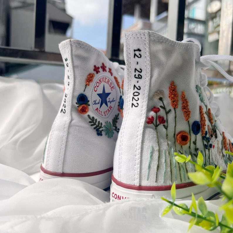 Cat and Wildflower Converse Embroidery