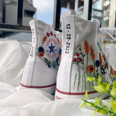 Cat and Wildflower Converse Embroidery