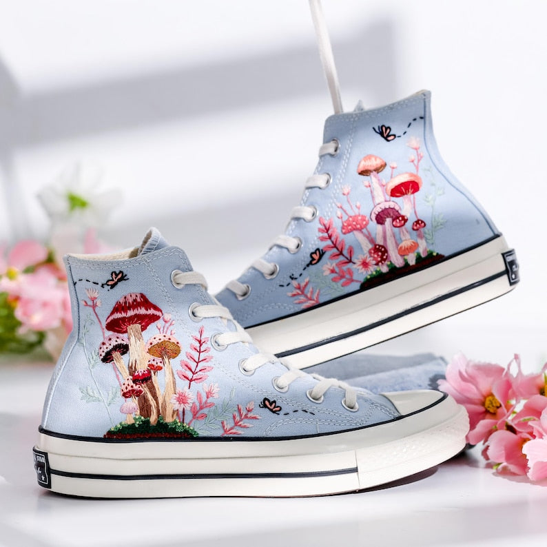 Mushrooms Embroidered Converse Shoes