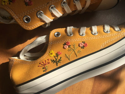 Mustard Wildflower Converse Embroidery