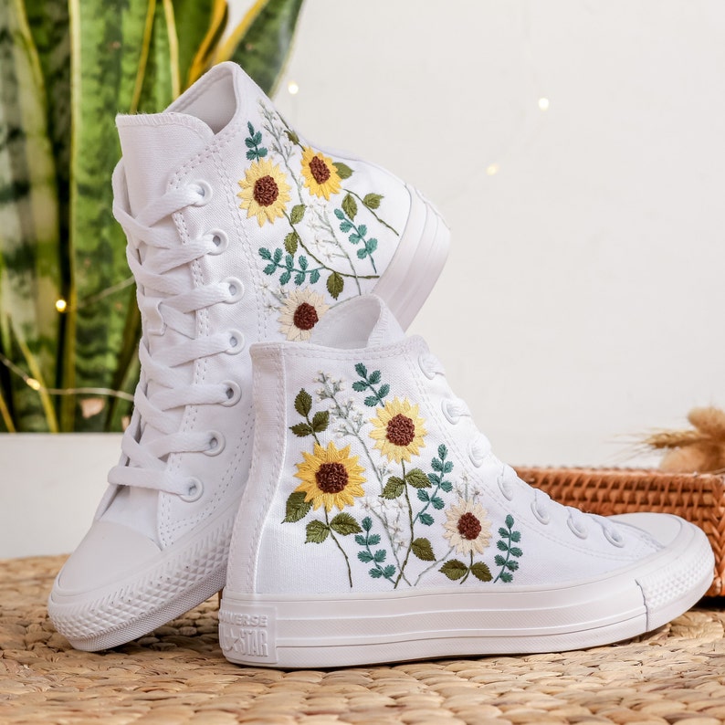 Sunflower Bouquet Converse Embroidery