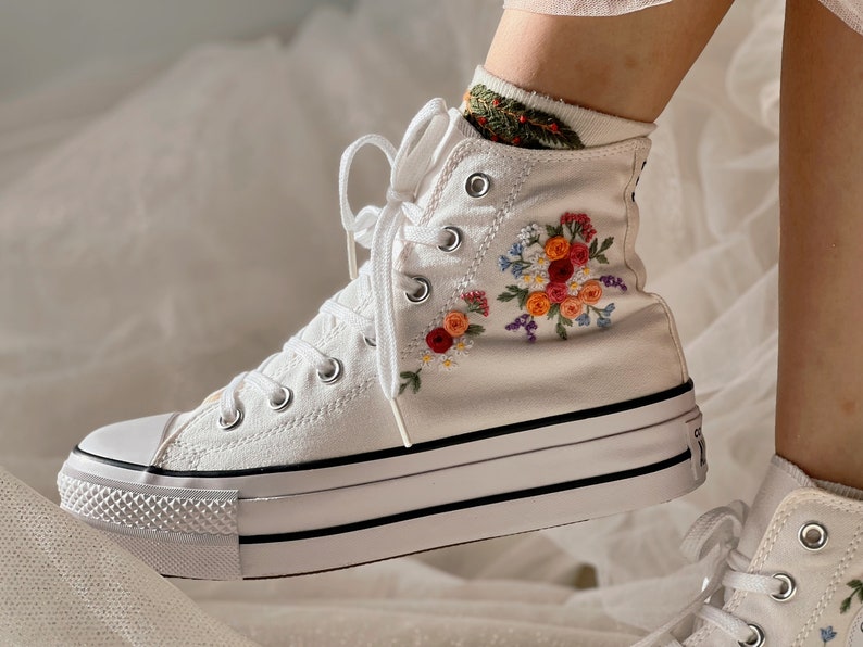 Rose Bouquet Converse Embroidery
