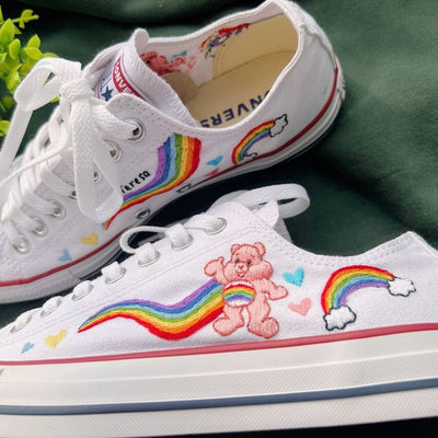 Embroidered Converse/Custom Bear And Rainbow