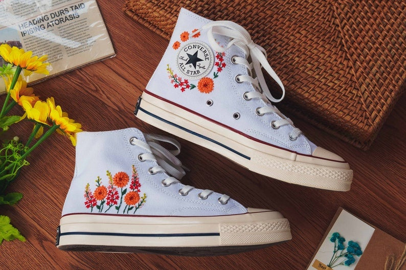 Orange Bloom Converse Embroidery