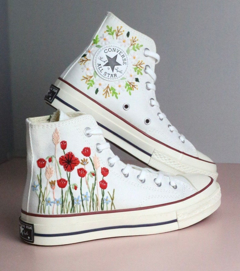 Poppy Wildflower Converse Embroidery