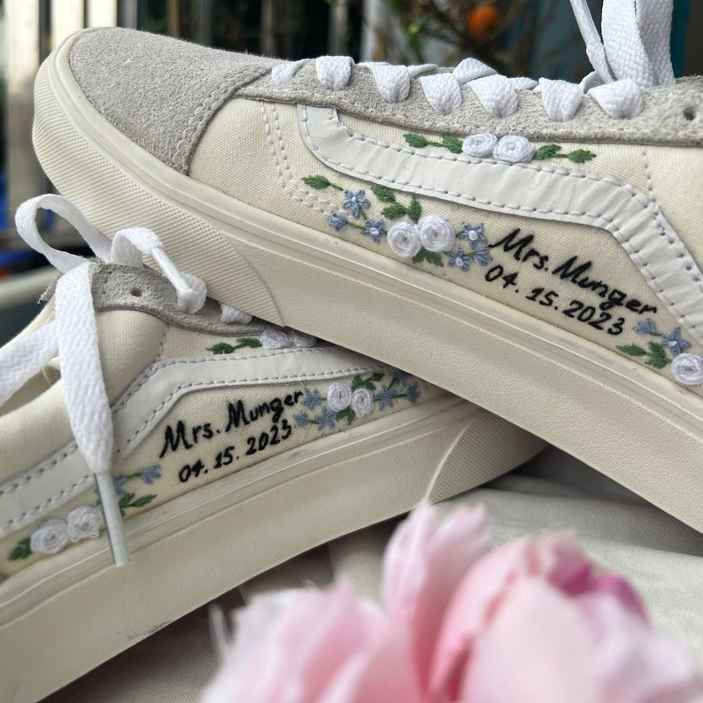 Embroidered Shoes Blue Wedding Flowers