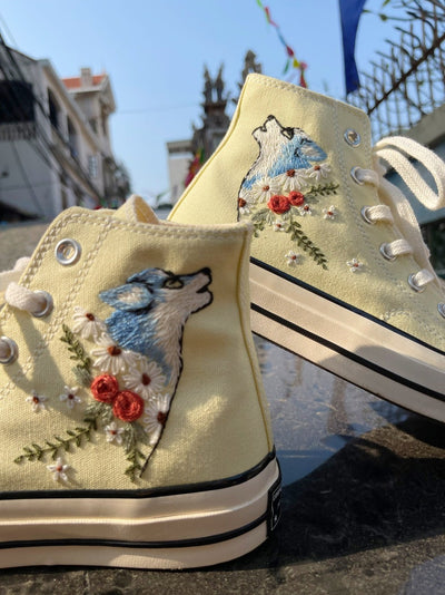 Wolf & Red Rose Converse Embroidery