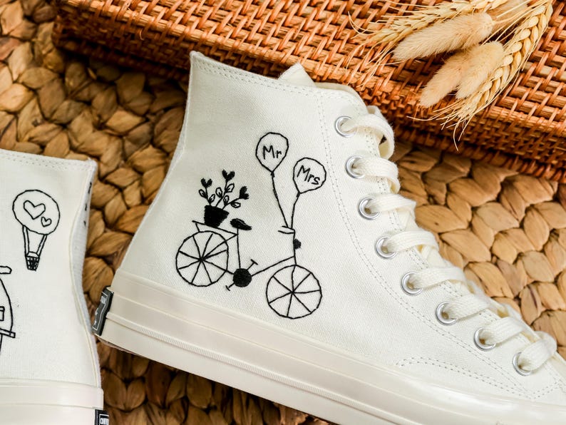 Mr Mrs Bicycle Converse Embroidery