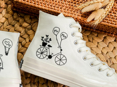 Mr Mrs Bicycle Converse Embroidery