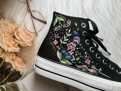 Colorful Garden Converse Embroidery