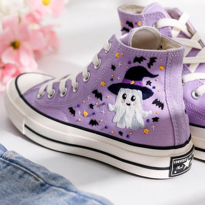 Cute Magic Ghost Embroidered Converse Shoes