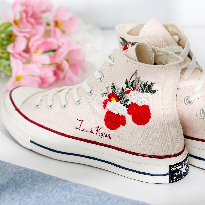 Christmas Stockings Embroidered Converse Shoes