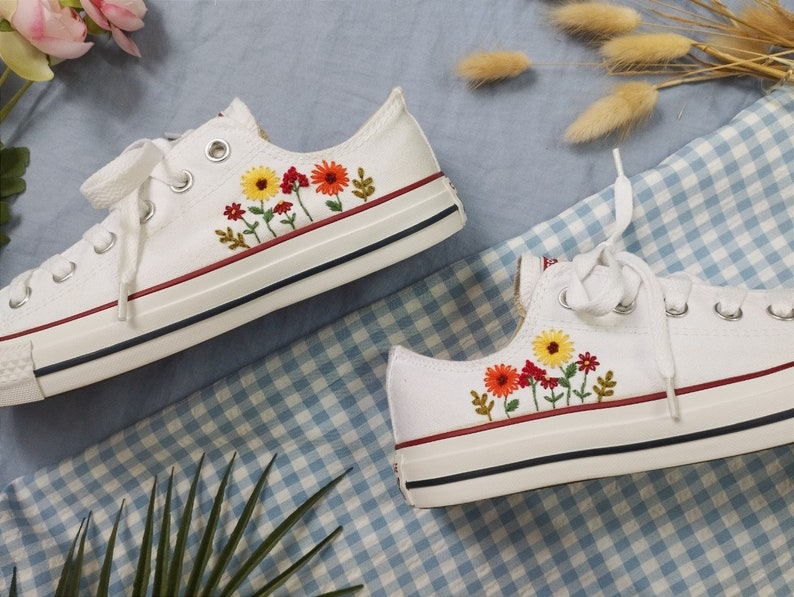 Flower Garden Converse Embroidery