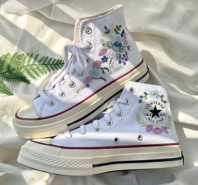 Pastel Wildflower Wreath Converse Embroidery