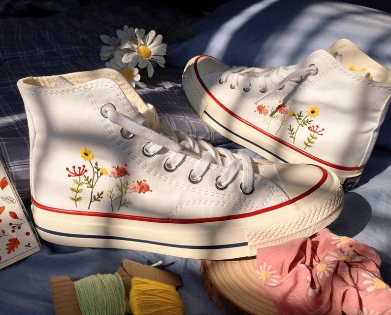 Daisy and Wildflowers Converse Embroidery