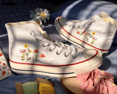 Daisy and Wildflowers Converse Embroidery