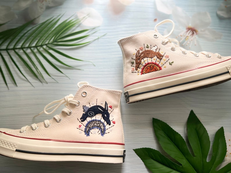 Moon and Sun Rabbits Converse Embroidery