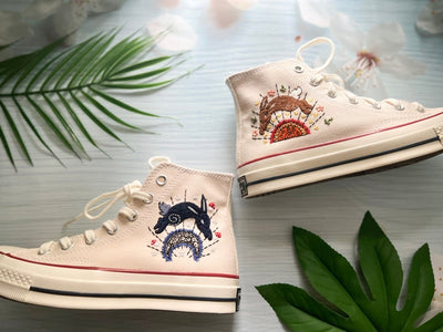 Moon and Sun Rabbits Converse Embroidery
