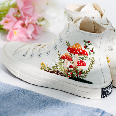 Mushrooms Embroidered Converse Shoes