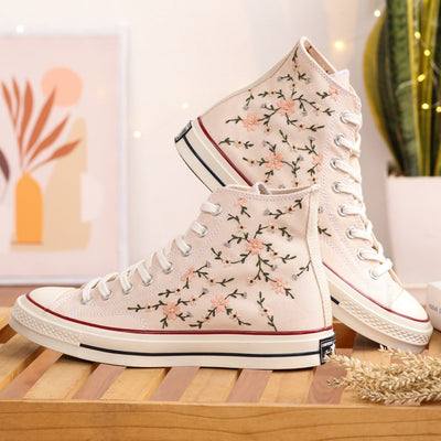 Peach Blossom Flower Converse Embroidery