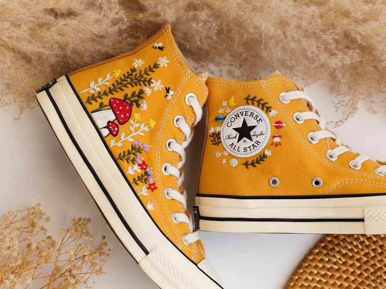 Custom Converse Chuck Taylor Mushrooms Embroidered Converse Shoes High Top